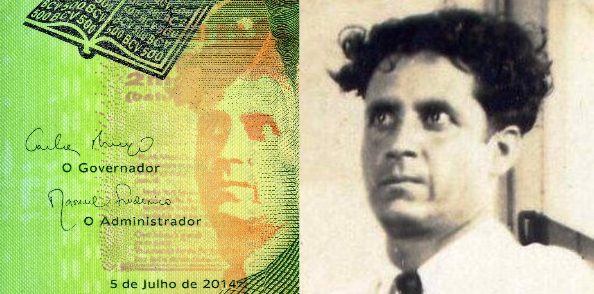 Obr. 2 A) Druhý portrét Jorge Barbosy ve výřezu z averzu bankovky P#72 B) Výřez z originální fotografické předlohy portrétu. Autor: ND, v době působení na celní správě. Převzato z: http://www.barrosbrito .com/3313.html